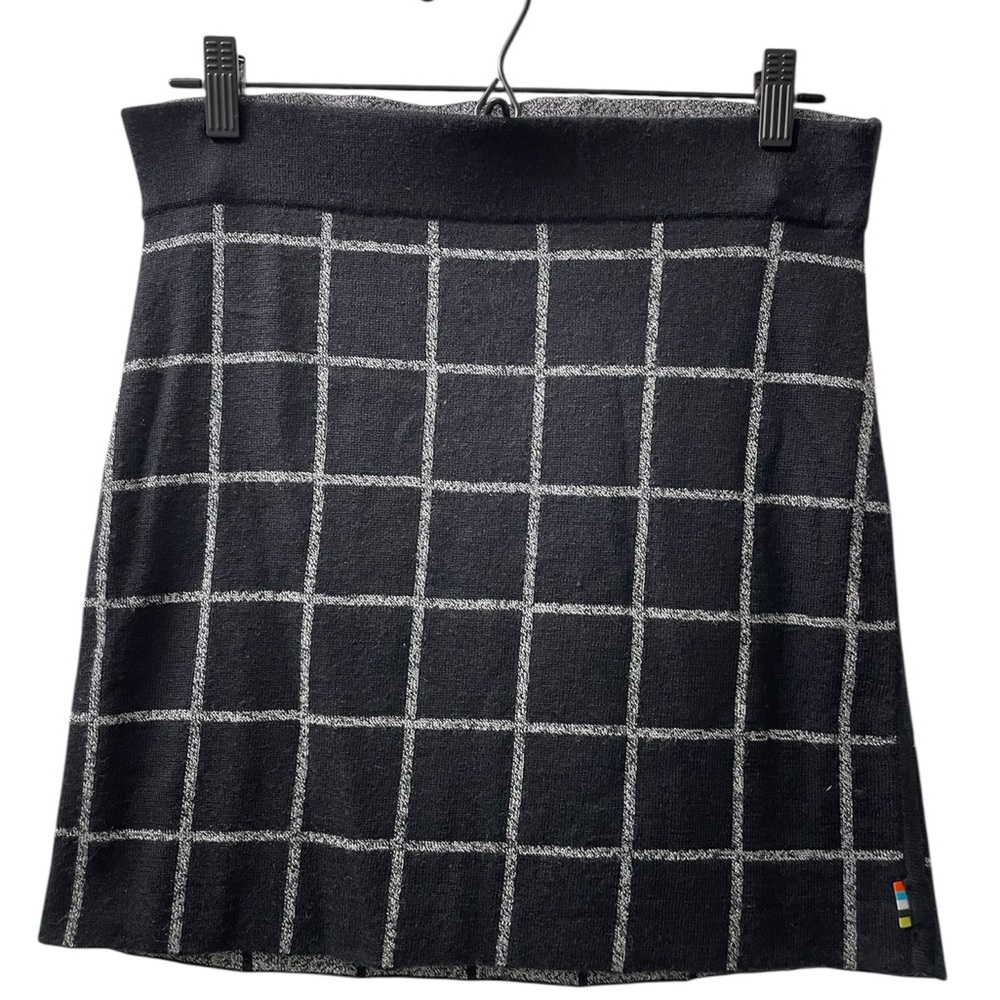 Smartwool Black Windowpane Check Wool Skirt